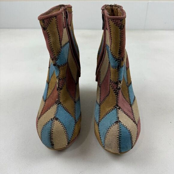 Jeffrey Campbell Handmade Ibiza Suede Platform Ankle Boot Wedge Patchwork Sz 6 - Picture 3 of 7